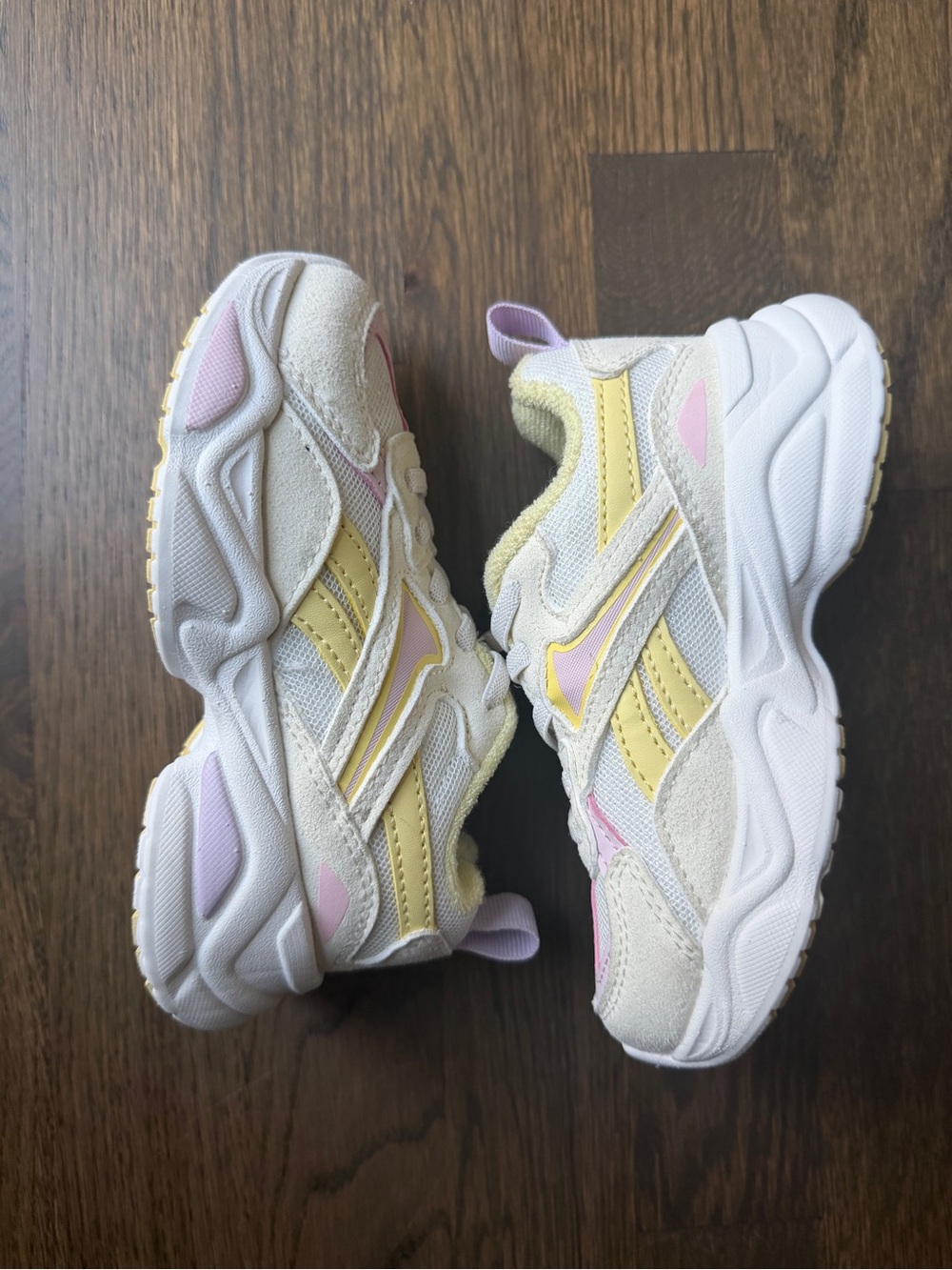 Reebok Kids Athletic Sneakers in Cream, Yellow & Pink